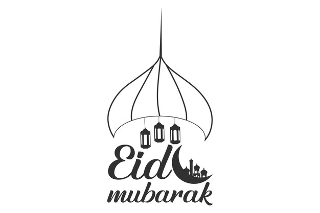 Vektor eid-typografie-design mit moschee