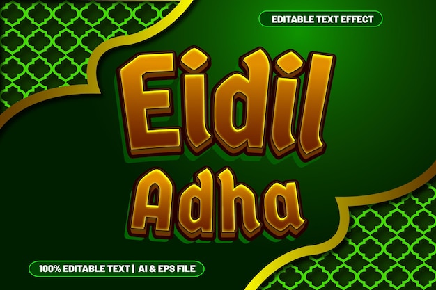 Eidil adha editierbarer texteffekt 3d-prägestil