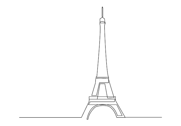Eiffelturm Einzeilzeichnung Tourismus- und Reisegrußkarte