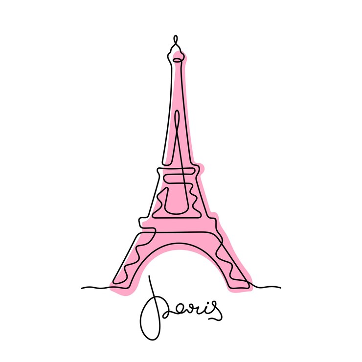 Vektor eiffelturm paris kontinuierliche linie farbenfrohe vektorillustration