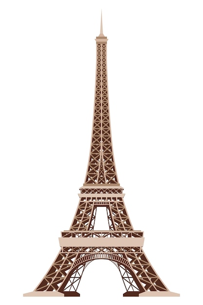 Eiffelturm-Vektorsymbol Symbol der weltberühmten französischen Touristenattraktion Internationales Architekturdenkmal isoliert auf weißem Hintergrund Hochwertiges Abzeichen