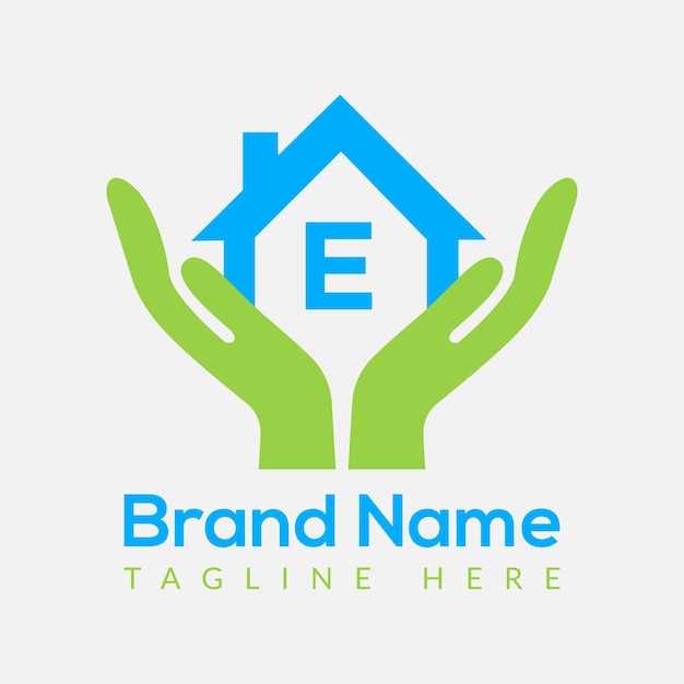 Eigenheimdarlehen-Logo auf Buchstabe E-Vorlage Eigenheimdarlehen auf E-Buchstabe Erstes Eigenheimdarlehen-Zeichen-Konzeptvorlage