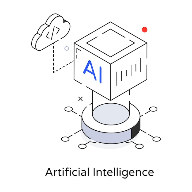 Ein 3d-liniensymbol der künstlichen intelligenz