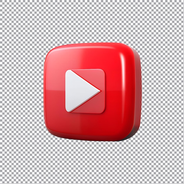 Ein 3D-Quadrat mit dem YouTube-Logo auf einem transparenten Hintergrund