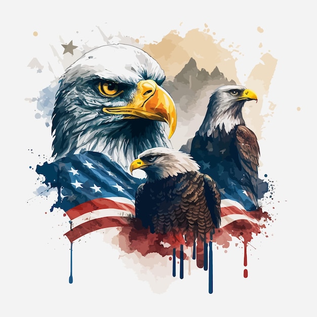 Ein Adler und eine Flagge mit der Aufschrift „Freiheit“.
