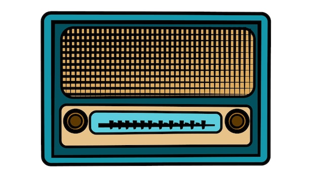 Ein alter blauer Retro-Vintage-Antik-Hipster veraltetes Musikradio auf weißem Hintergrund