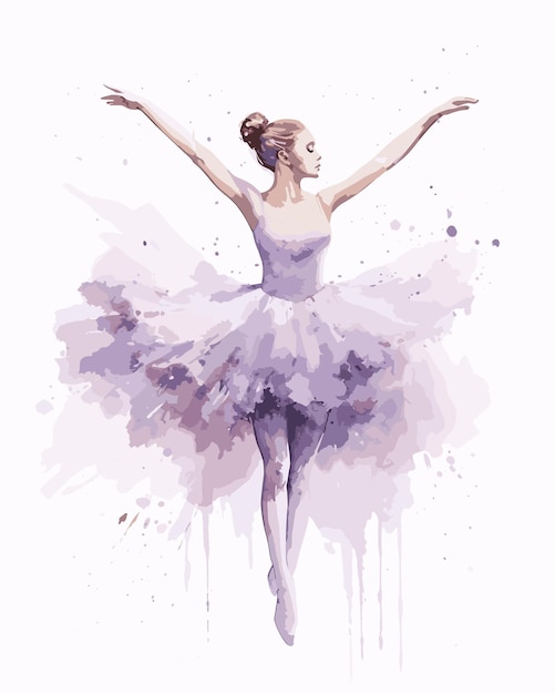 Vektor ein aquarellgemälde einer ballerina im tutu