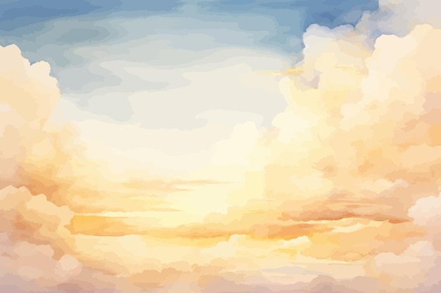 ein Aquarellgemälde von Wolken und Sonne