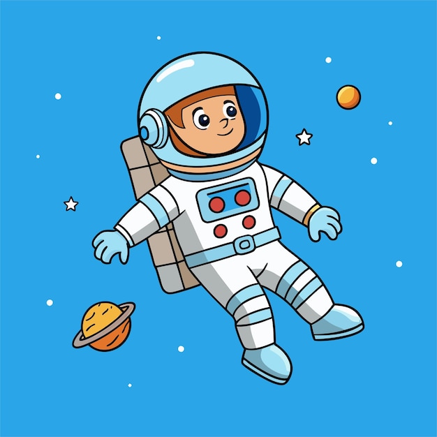 ein Astronaut in einem Raumanzug mit einem Raumschiff auf der Rückseite