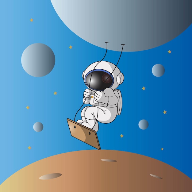 Ein Astronaut schwingt im Weltraum