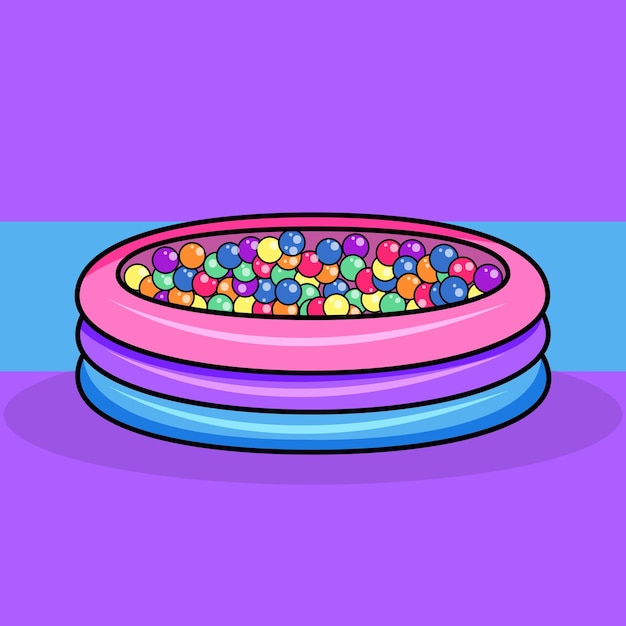 Vektor ein aufblasbarer pool voller plastikbälle illustration ballpool