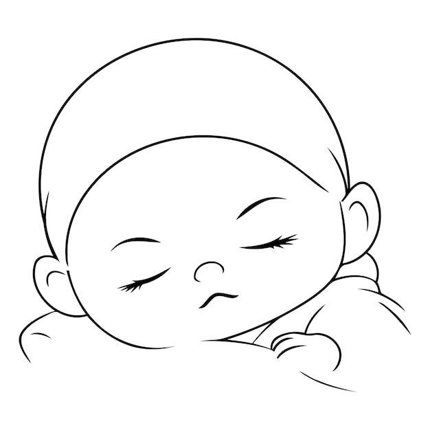 Vektor ein baby schläft in einer decke mit dem wort baby darauf