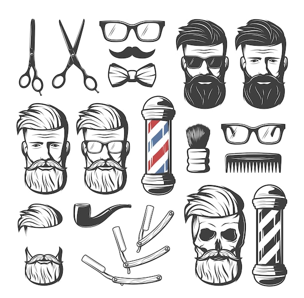 Ein Barbershop-Abzeichen Vintage-Barber-Etikett Retro-Rasiersalon-Abzeichen und Gentleman-Haarschnitt altes Schild