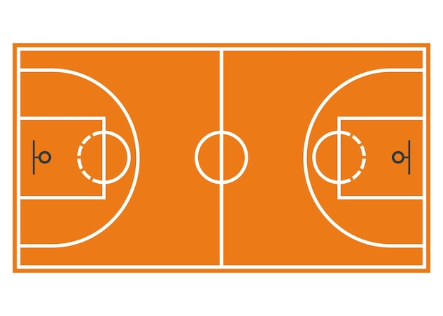Ein Basketballplatz auf weißem Hintergrund