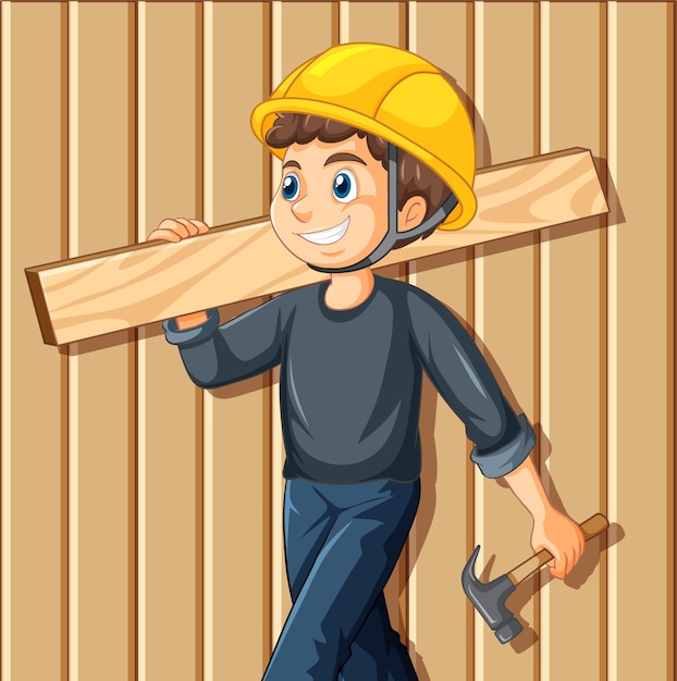 Ein Bauarbeiter, der einen Hammer hält