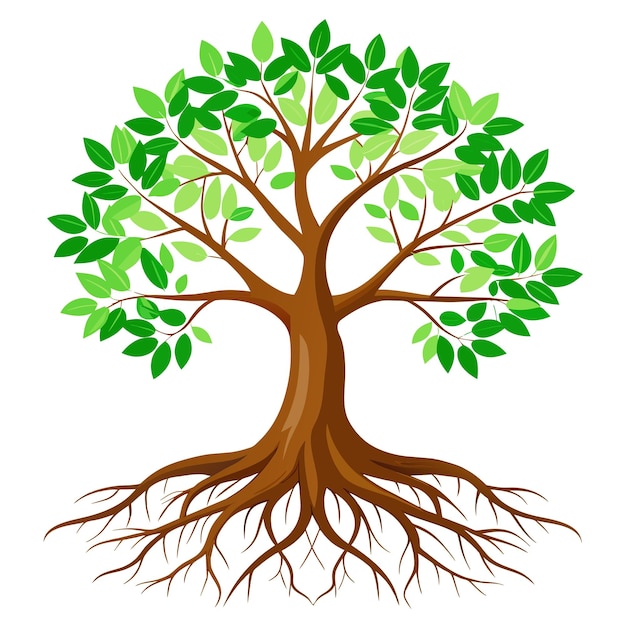 ein Baum mit grünen Blättern und ein Baum, aus dem ein Baum wächst