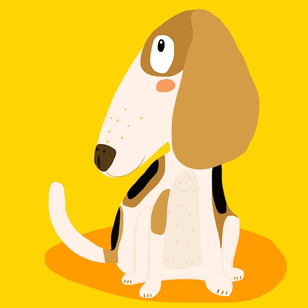 Vektor ein beagle-hund, der vektorillustration sitzt