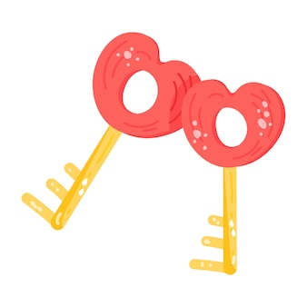 Ein bearbeitbares aufklebersymbol mit liebesschlüsseln