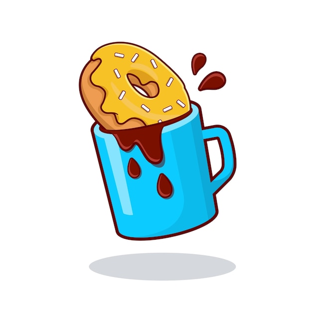 Vektor ein becher kaffee mit einer donut-vektorillustration