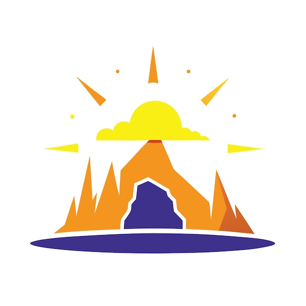 ein Berg mit einer Sonne und einer Sonne im Hintergrund