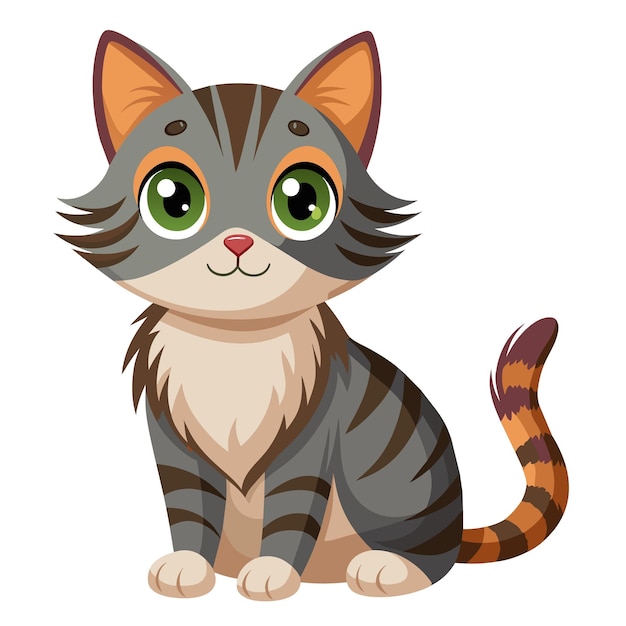 ein Bild einer Katze mit grünen Augen und einem weißen Hintergrund