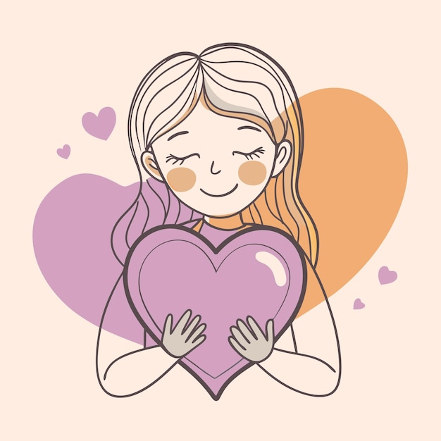 ein Bild eines Mädchens, das ein Herz mit den Worten "Liebe" hält