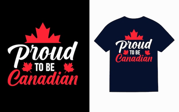 Vektor ein blau-rotes t-shirt mit der aufschrift „stolz, kanadier zu sein“.