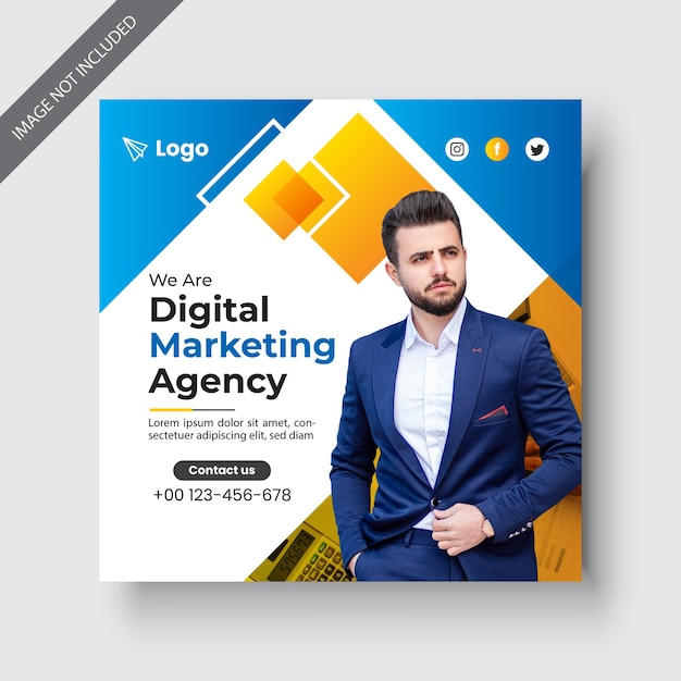 Vektor ein blau-weißes cover für eine agentur für digitales marketing.