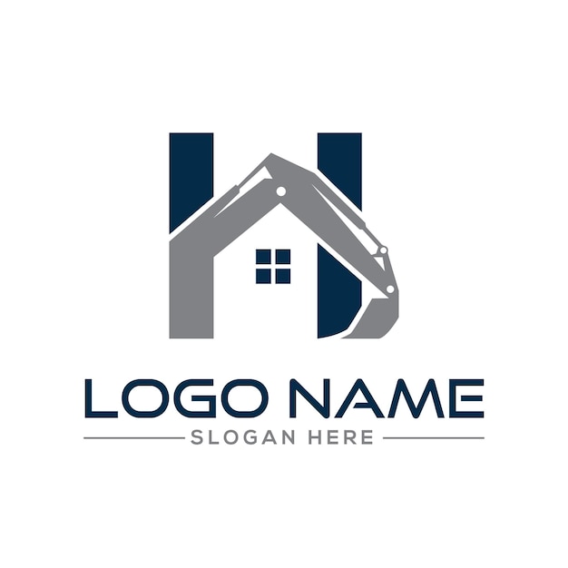 Ein blau-weißes Logo für ein Immobilienbauunternehmen