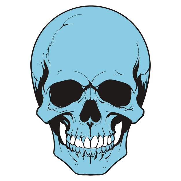 ein blauer Schädel mit einem blauen Gesicht und einer blauen Mütze