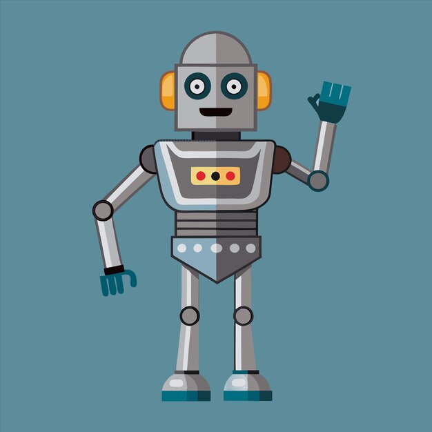 ein blauer und grauer Roboter mit dem Wort Roboter darauf