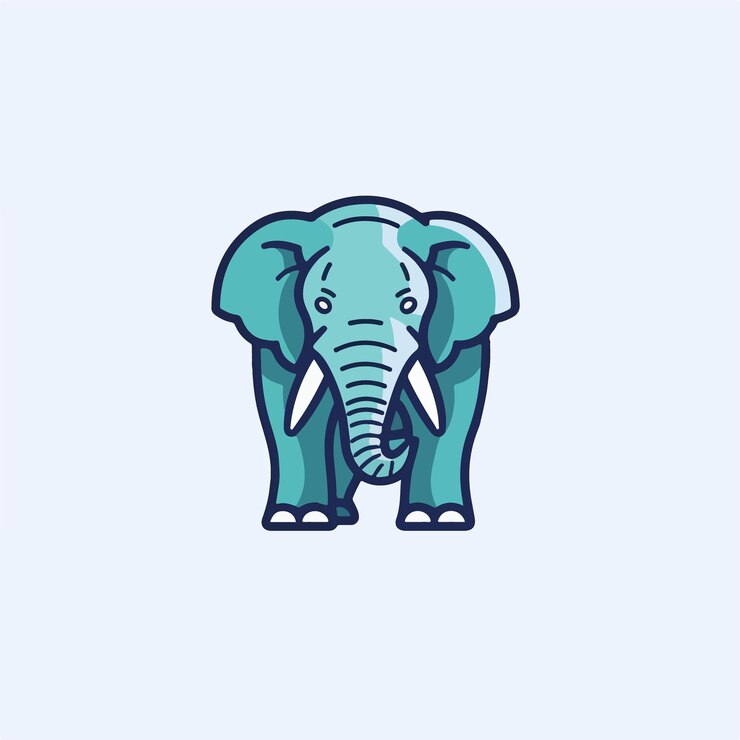 Vektor ein blaues elefantenlogo mit einem blauen elefanten auf weißem hintergrund