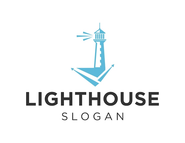 Ein blaues leuchtturm-logo mit einem licht darauf