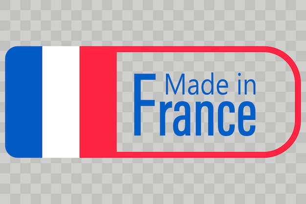 Ein blaues, rotes und weißes Logo, das Made in France sagt.