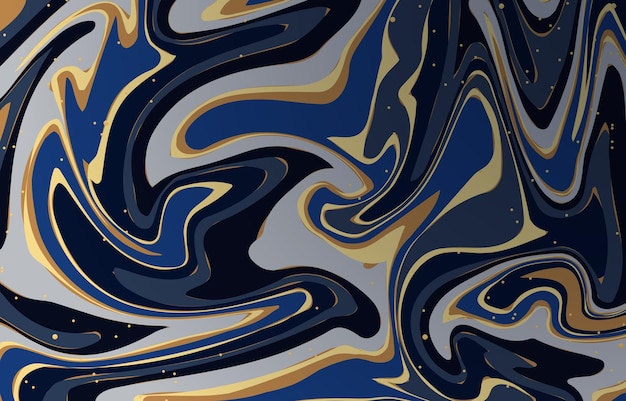 ein blaues und goldes Bild einer Welle mit den Worten blau darauf
