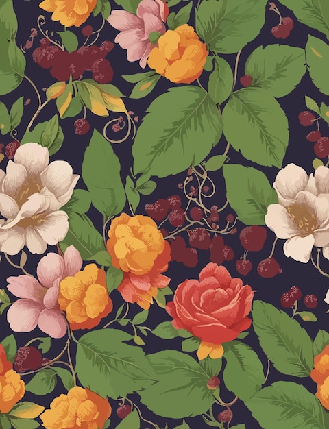 Ein Blumenmuster mit Blumen und Blättern