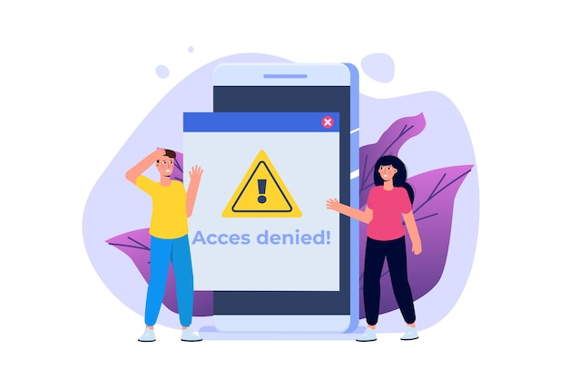 Vektor ein browserfenster mit anmeldezugriff verweigert ein kennworteingabekonzept fehler und zugriff auf computergerät vektorillustration