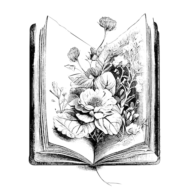 Ein Buch mit Blumen darin