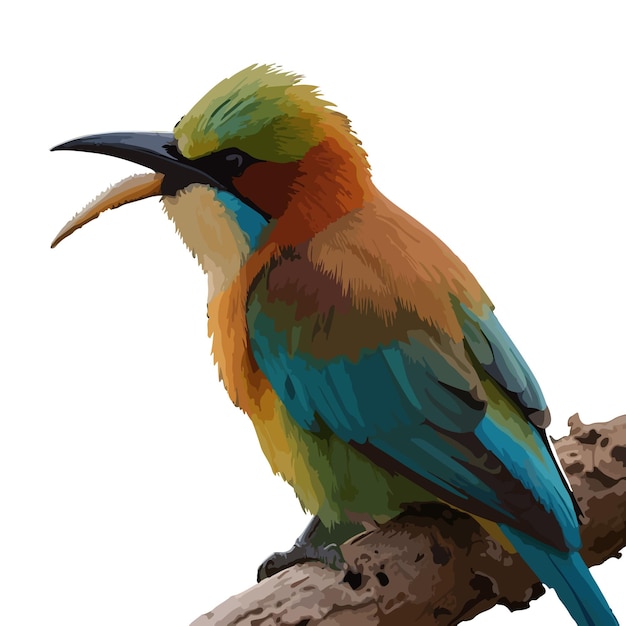 ein bunter Vogel mit einem Schnabel, auf dem es Papagei steht