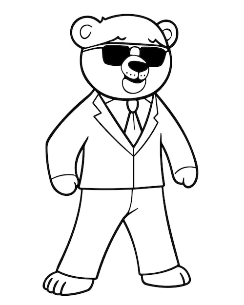 Ein cartoon-bär, der einen anzug und eine sonnenbrille trägt