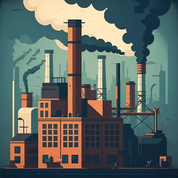 Ein Cartoon einer Fabrik, aus der Rauch austritt.