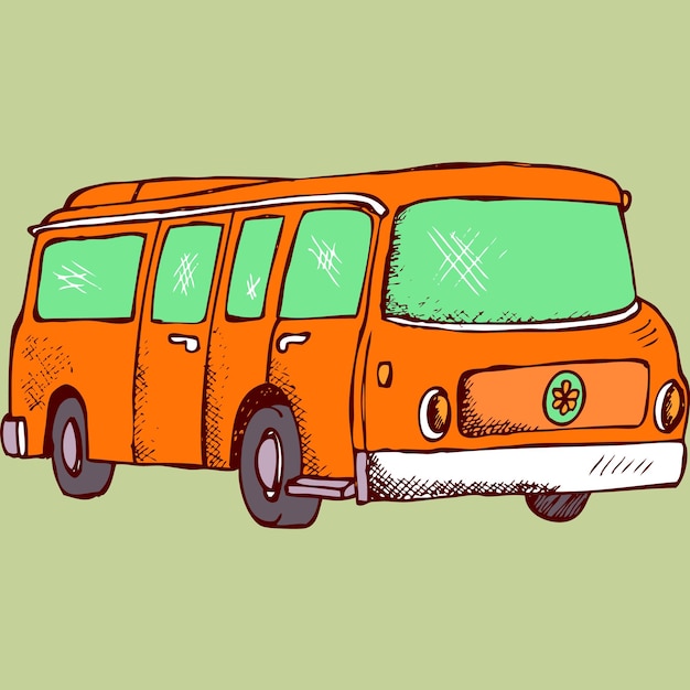 Vektor ein cartoon eines lieferwagens mit dem wort bus auf der vorderseite.