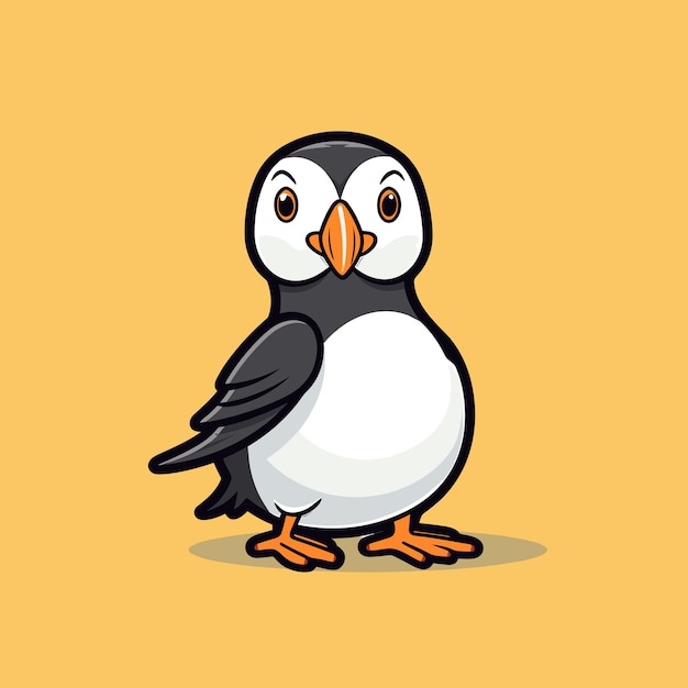 Ein Cartoon eines Pinguins mit gelbem Hintergrund