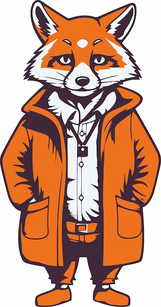 Ein cartoon eines waschbären, der eine jacke und eine jacke trägt.