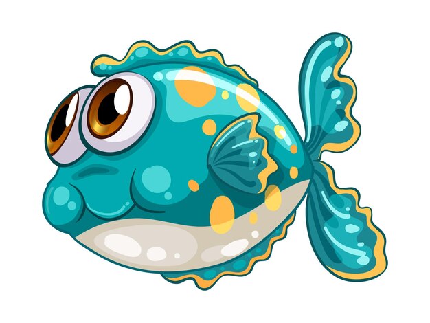 Ein Cartoon-Fisch mit einem großen Auge und einem großen gelben Auge.