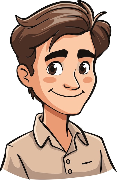 ein Cartoon-Mann mit braunen Haaren und einem braunen Hemd