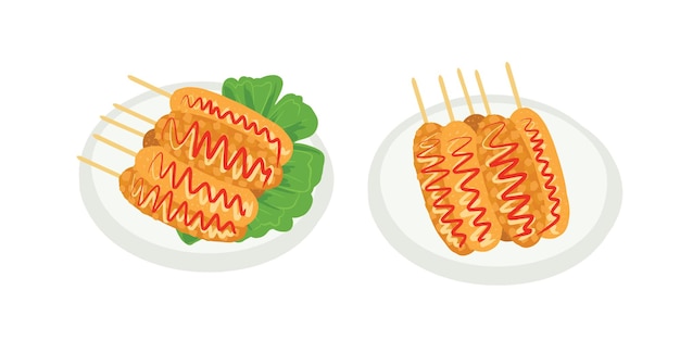 Ein Cartoon von zwei Kebabs auf einem Teller.