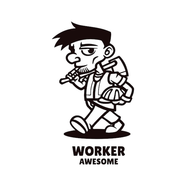 Ein Comicbild eines Mannes mit einem Hammer und den Worten „Arbeiter großartig“.
