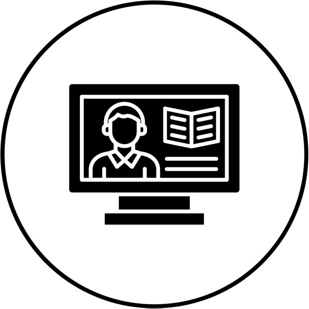 ein Computermonitor mit einem Männerkopf und Kopfhörern