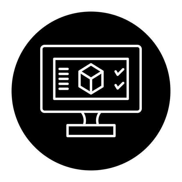 ein Computermonitor mit einer Schachtel auf der Unterseite und dem Wort Cube auf der Unterseite
